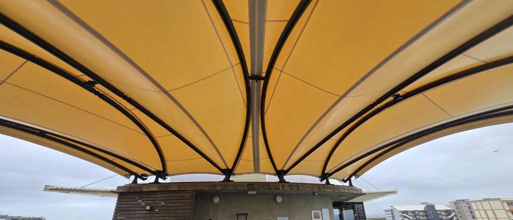 Custom rooftop pool deck cover designed and installed by RAK Structures for Gateway Hotel in Umhlanga