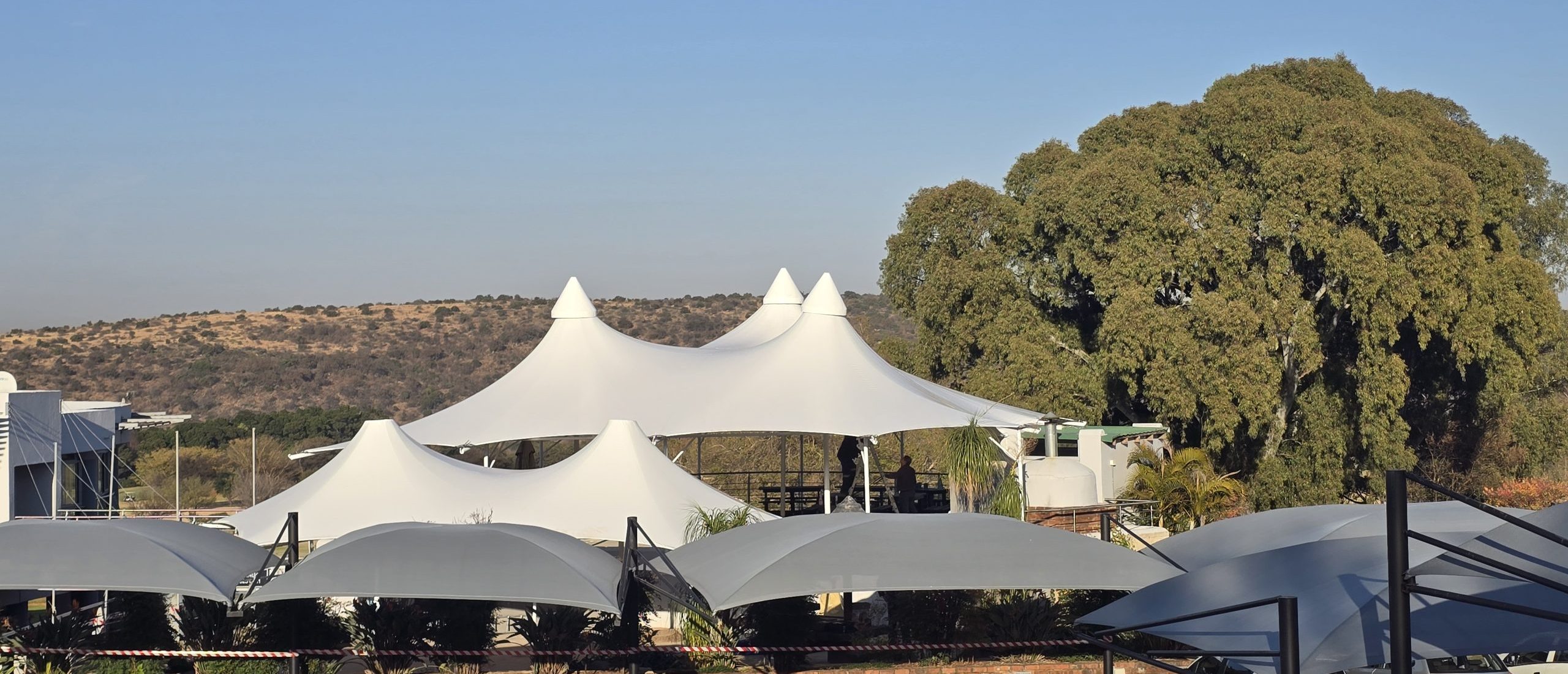 Tri-Peak Custom structure installed by RAK Structures as a rooftop restaurant extension in Gauteng