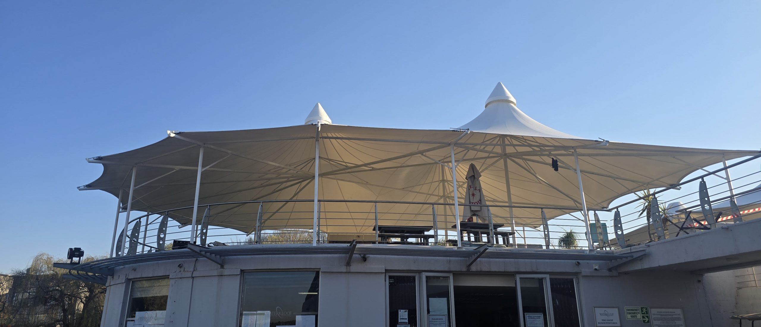 Tri-Peak Custom structure installed by RAK Structures as a rooftop restaurant extension in Gauteng