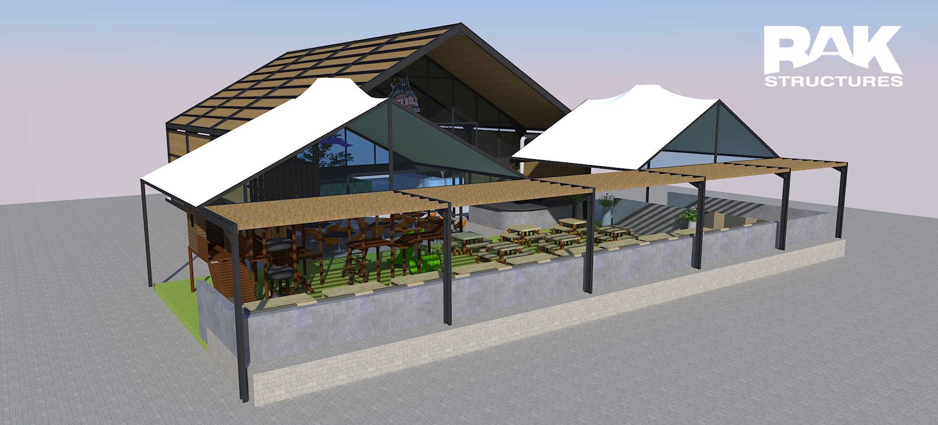 RAK Structures Custom Tensile Structures for Restaurant