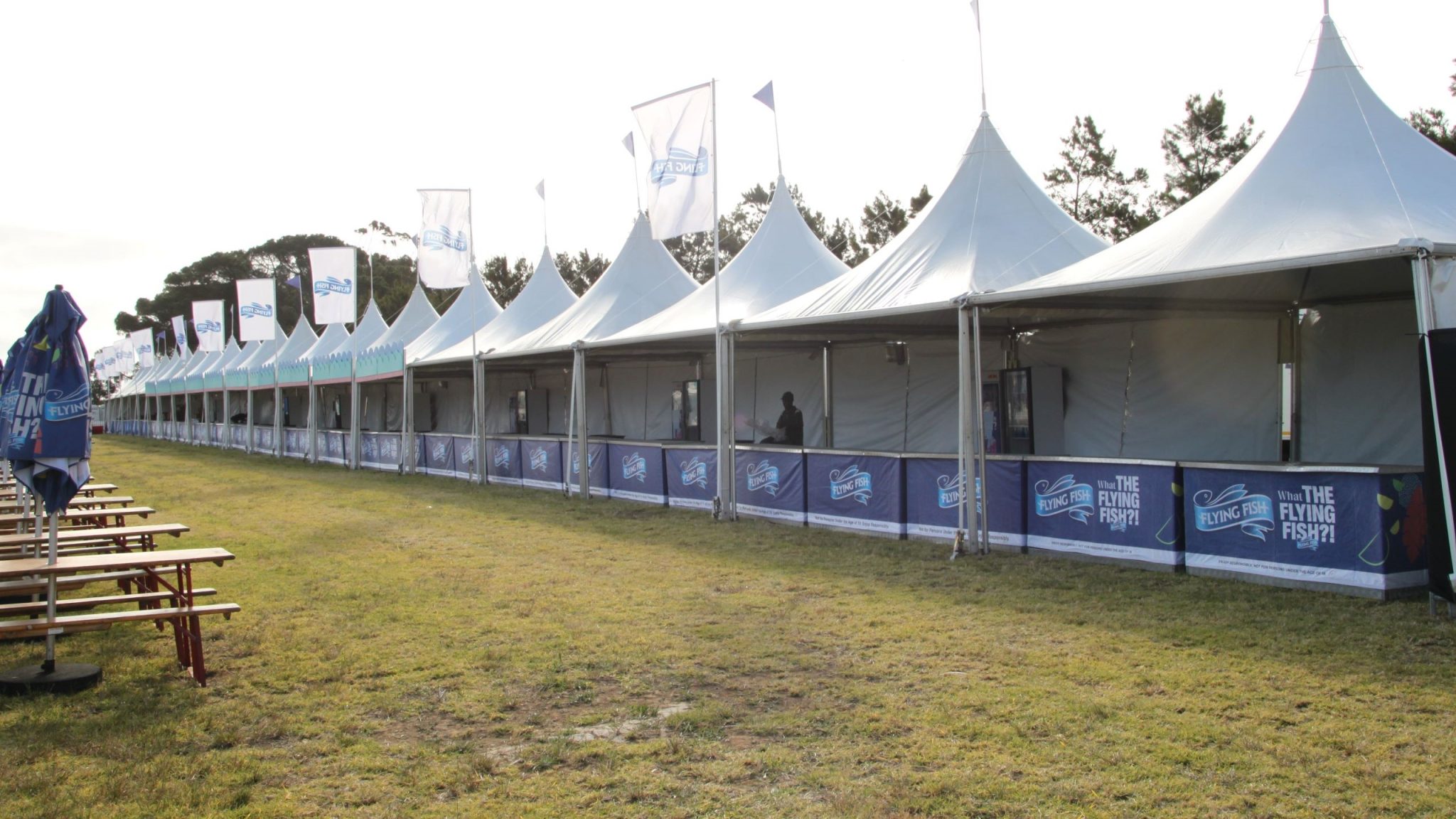 Snow Peak tensile structure installed by RAK Structures for a music festival in Cape Town Winelands