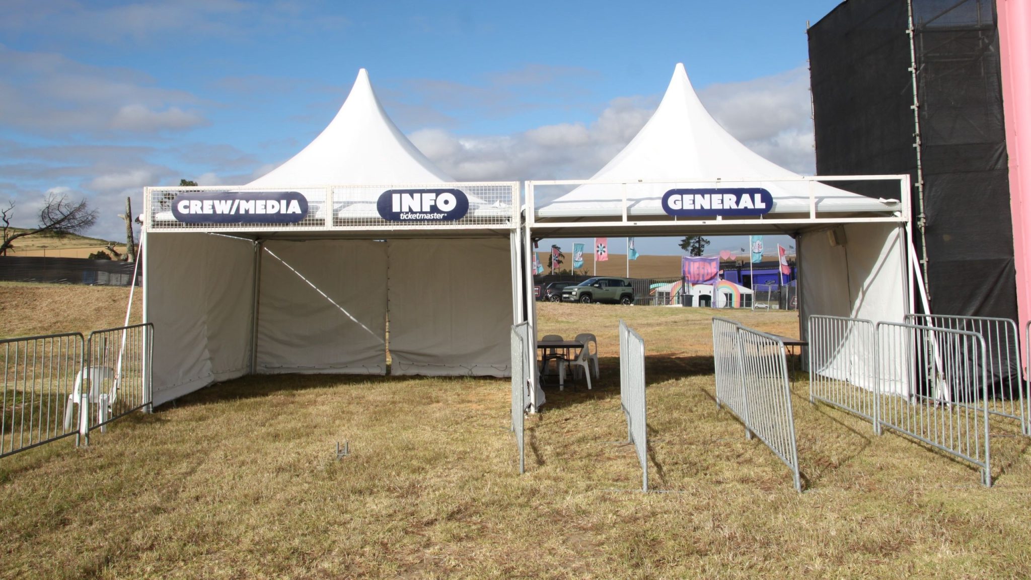 Snow Peak tensile structure installed by RAK Structures for a music festival in Cape Town Winelands