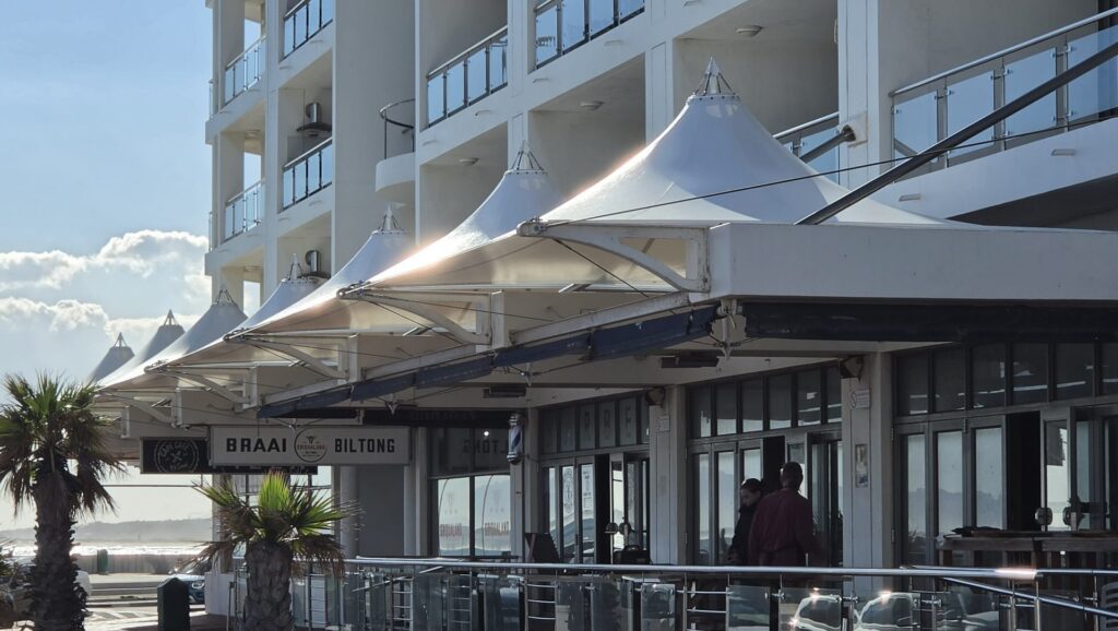 RAK Structures Custom 4m x 5m Awning Tensile Shade Structure for Hotel in Cape Town